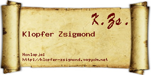 Klopfer Zsigmond névjegykártya